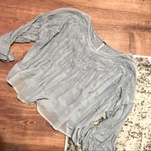 Free People Light Blue Blouse Top M